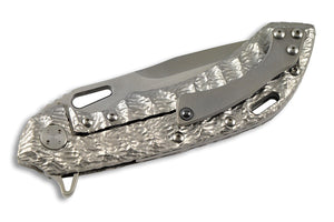 Wayfarer 247 - molten natural titanium handle by Olamic Tactical, handle details