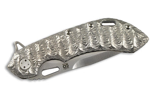 Wayfarer 247 - molten natural titanium handle by Olamic Tactical, handle details