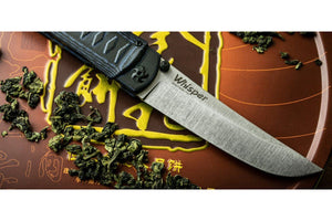 Whisper M390 - EDC folding knife by Kizlyar Supreme, blade details