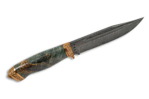 Voykar Royal - custom Damascus hunting knife by Olamic Cutlery, top view