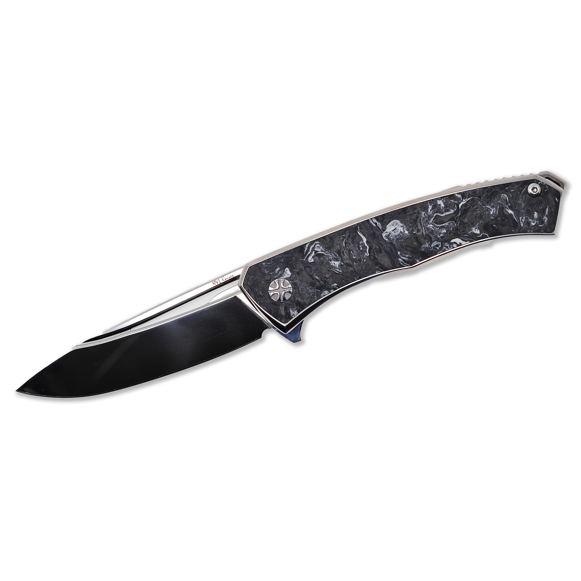 NL Knives Aurum Ultimate Custom flipper with Carbon Fiber handle and M398 steel blade