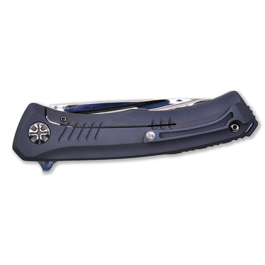 NL Knives Aurum Nudist Blue – MagnaCut Folding Knife (Blue Titanium)