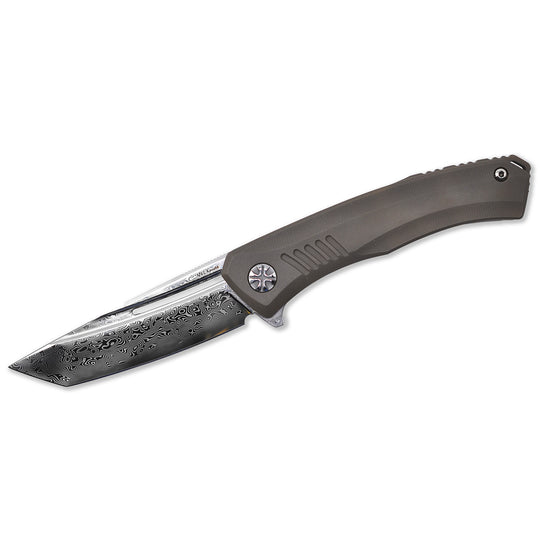 NL Knives Aurum Nudist Bronze – ZDI “Elmax” Damascus Folding Knife