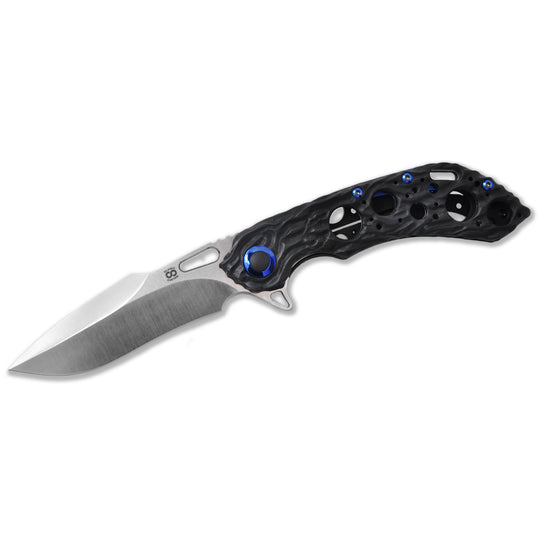 Olamic Wayfarer 247 Flowmolten – M390 Harpoon Blade, Aphotic Black Titanium