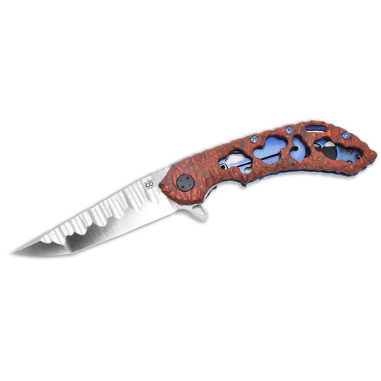 Olamic Wayfarer 247 Featherweight – S90V Tanto (Scalloped Spine, Molten + Aphotic Black)