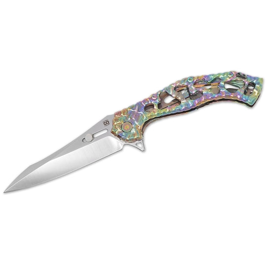 Olamic Soloist – M390 Agent Blade Tactical Folding Knife (Volcanic Handle, Funky Holes, Carnival Finish)