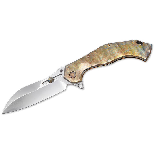 Olamic Soloist – M390 Scout Blade Folding Knife, Rocks Pattern, Neontropic Titanium