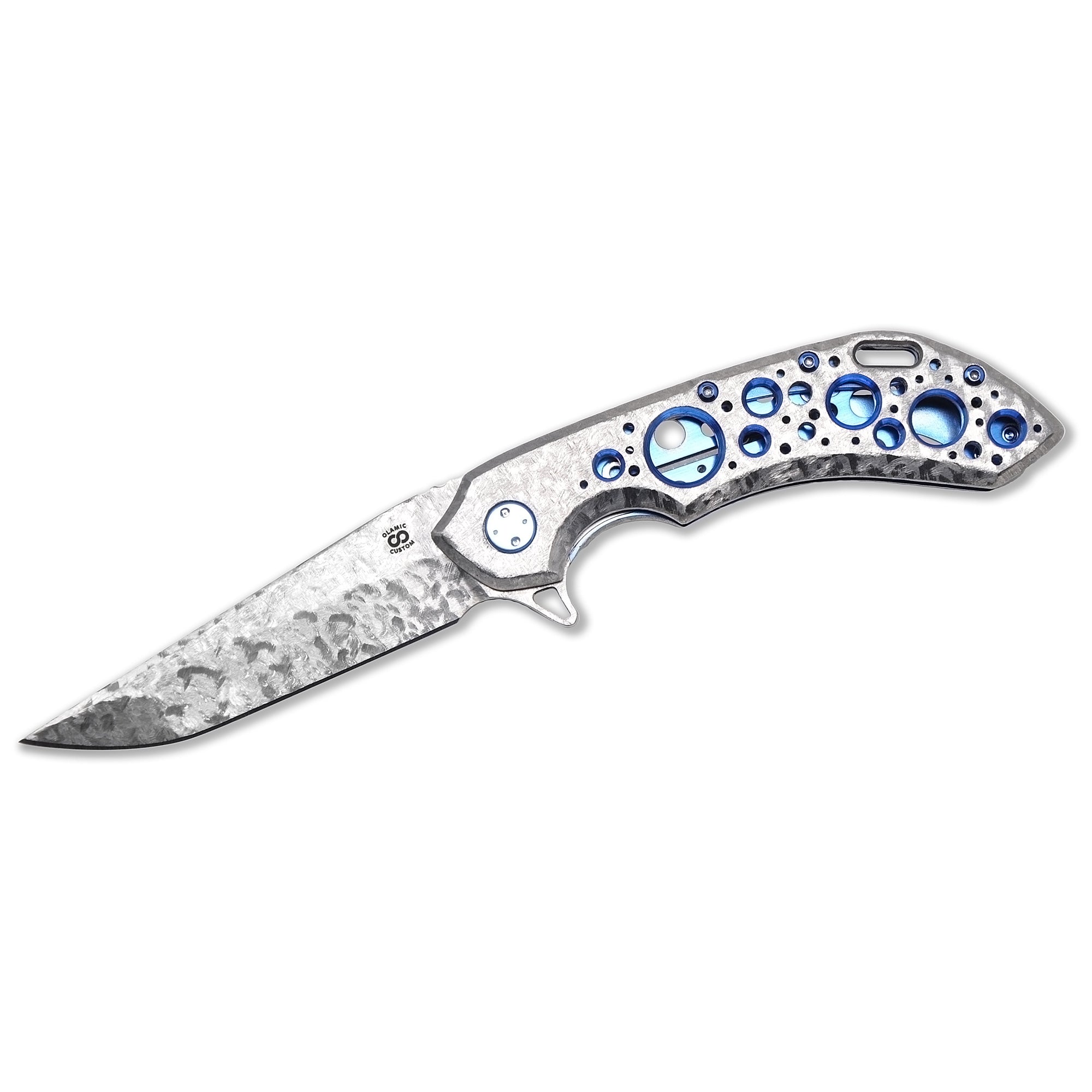 Olamic Wayfarer 247 with S90V Companto blade and Frosty titanium handle – open view.