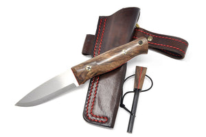 Knife with the sheath and firestarter