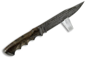 Voykar - custom Damascus knife from Olamic Cutlery, top view