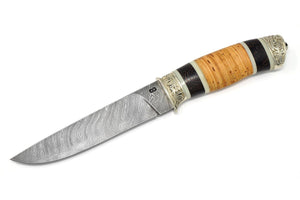 Suna Birch bark, hand forged Damascus knife by Olamic