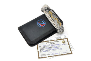 Knife, pouch and certificates