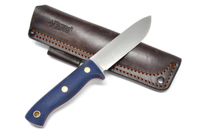 Cedar knife with leather sheath