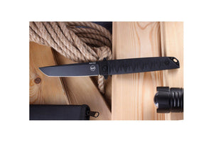 Badyuk Tanto knife with black D2 blade.