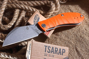 Tsarap Folder by Brutalica Knives with Orange G10