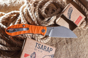 Tsarap Folder by Brutalica Knives, Orange handle